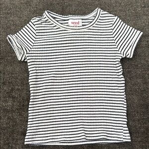 Seed Heritage Striped Navy and White with Scalloped Edging Ribbed Shirt